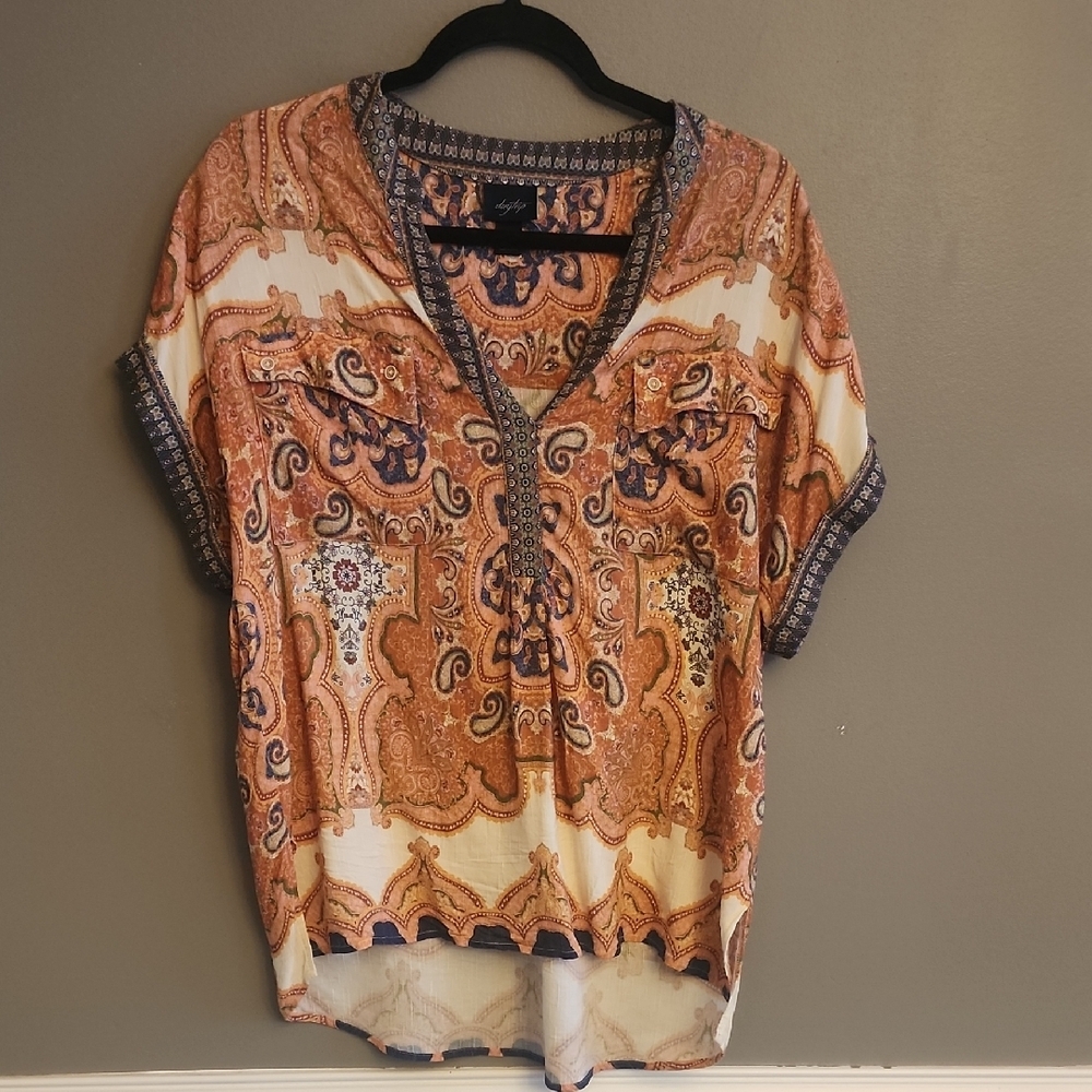 Daytrip Women's Blouse with Paisley Design in Cream and Brown